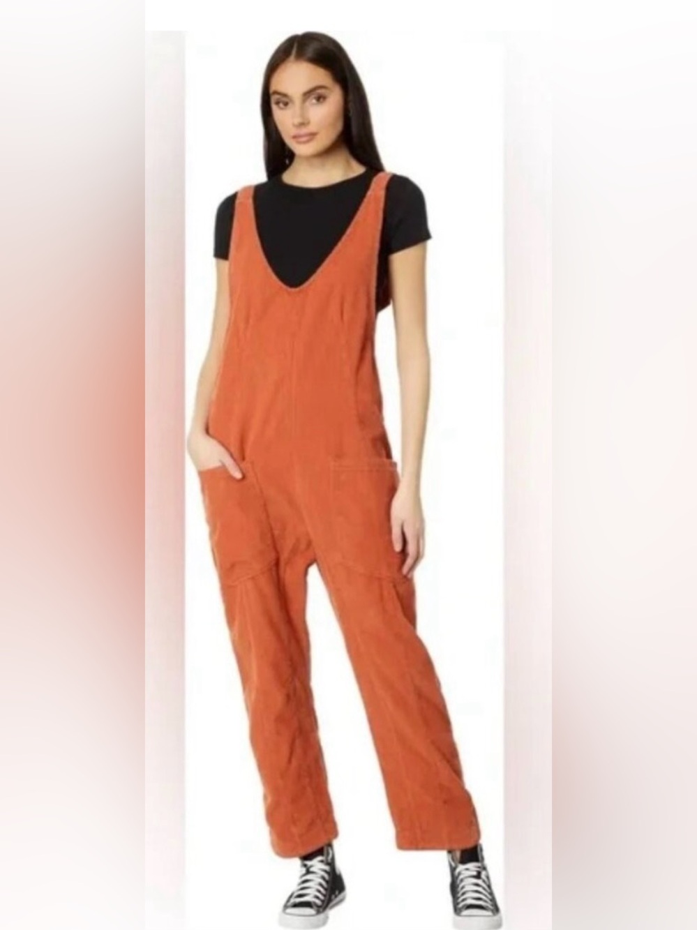 We The Free Orange Corduroy Overalls